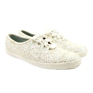 Women Keds x Kate Spade‎ White Glitter Sneaker - Size 8